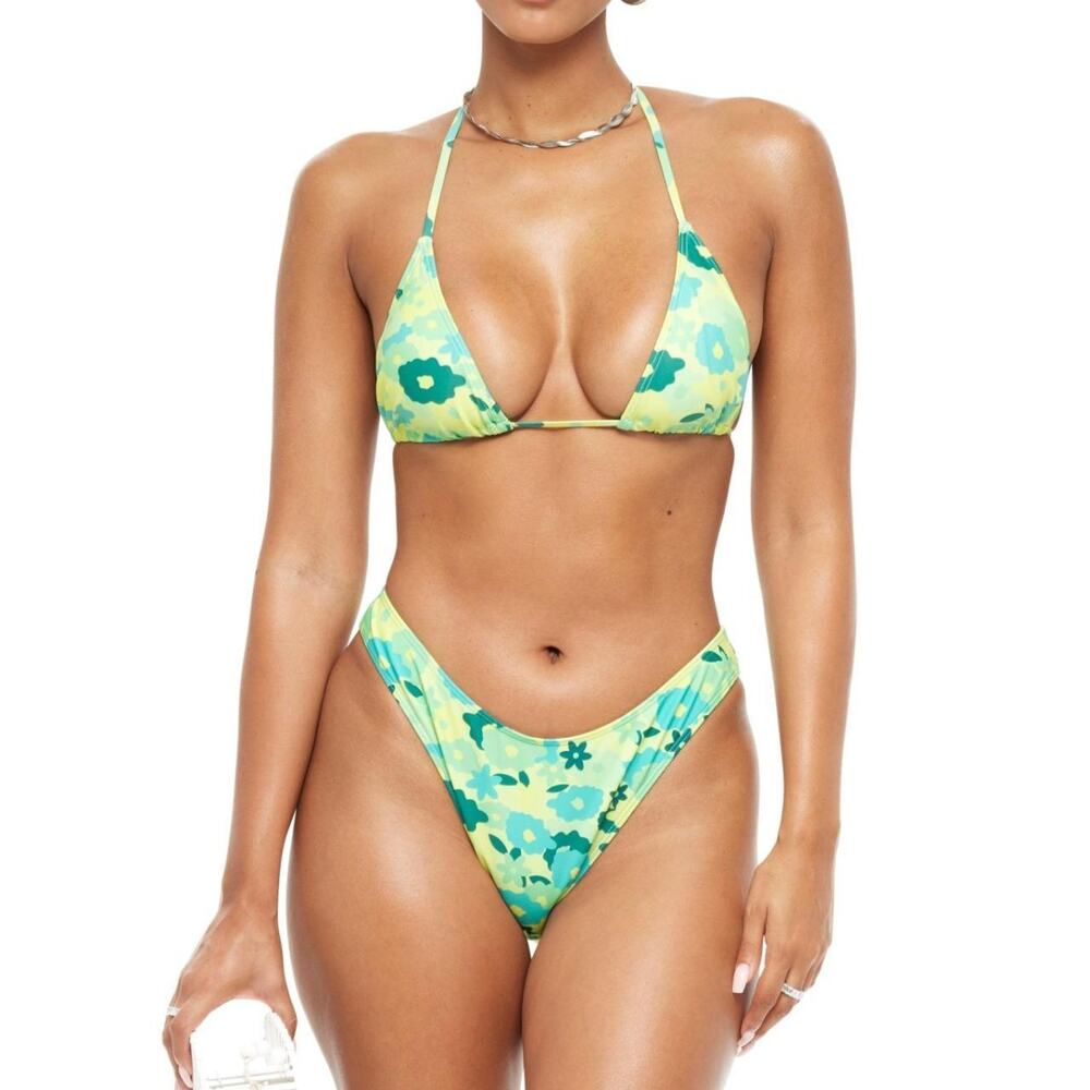 YG COLLECTION: Bella | 3-Piece Bikini Set - Green Floral